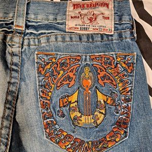 True Religion Embroidered Men Straight leg Distres